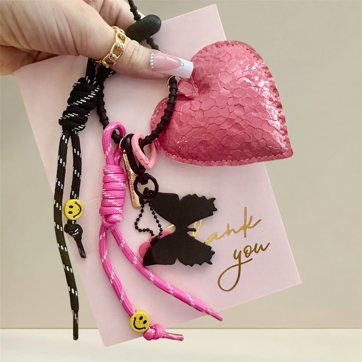 Pink Aesthetic Heart Keychain