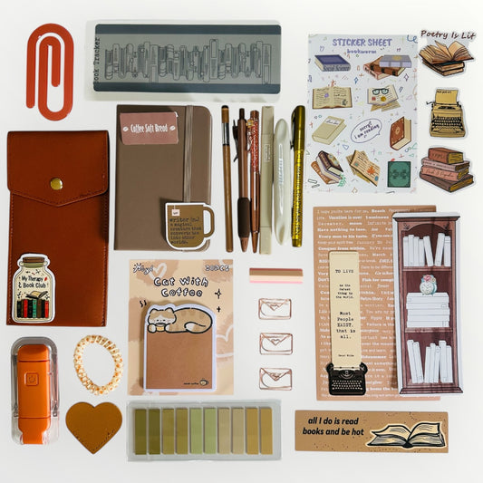 Coffee brown bookish bundle. Perfect gift for book lovers.