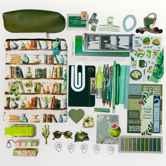 Dark green bookish bundle. Perfect gift for book lovers