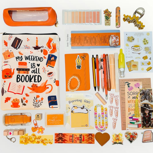 Orange bookish bundle. Perfect gift for book lovers