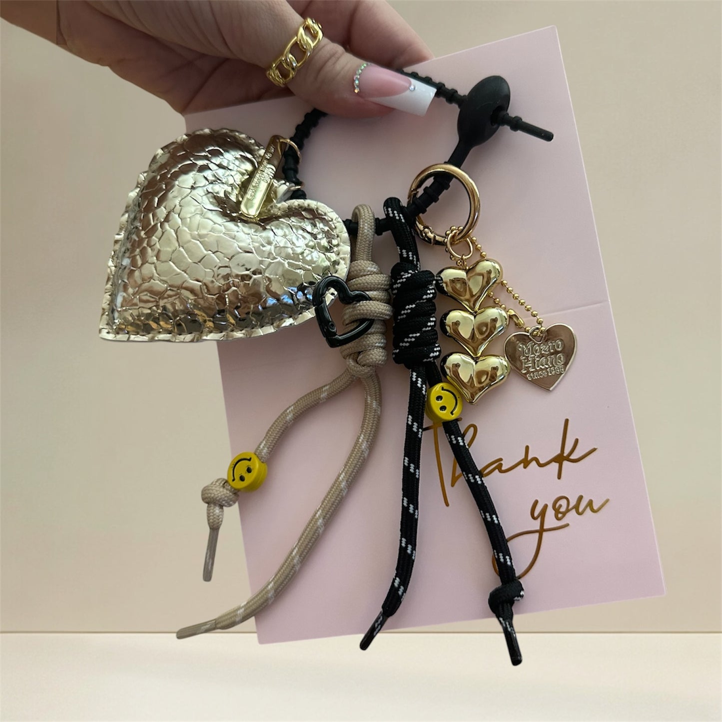 Gold Aesthetic Heart Keychain
