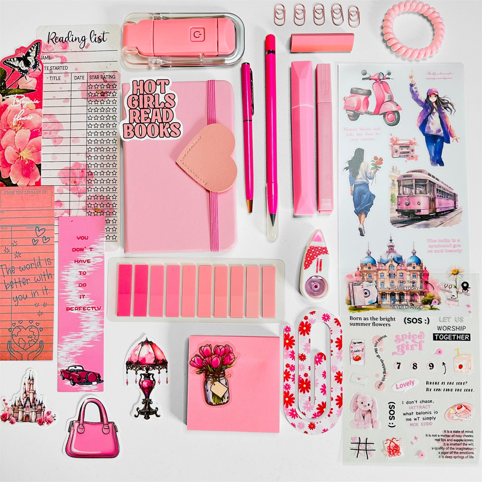 Pink bookish bundle. Perfect gift for book lovers.