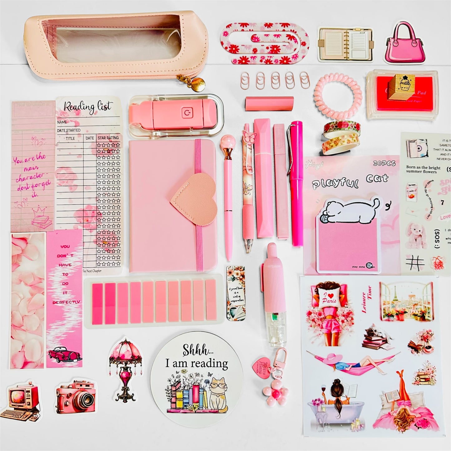 Pink bookish bundle. Perfect gift for book lovers.