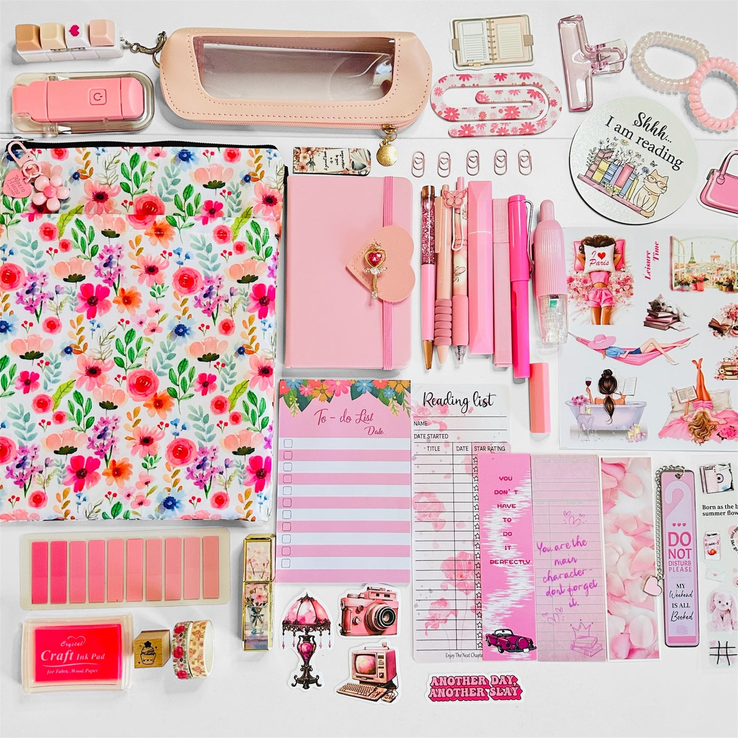 Pink bookish bundle. Perfect gift for book lovers.