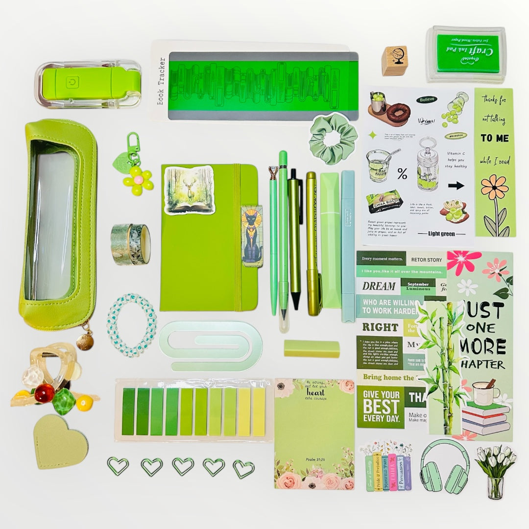 Pistachio green bookish bundle. Perfect gift for book lovers